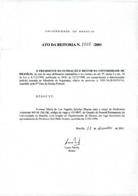 Ato da Reitoria nº 1522/2001