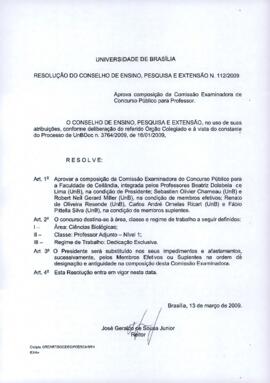 Resolução do Conselho de Ensino, Pesquisa e Extensão nº 0112/2009