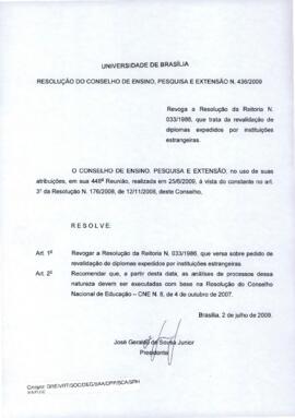 Resolução do Conselho de Ensino, Pesquisa e Extensão nº 0436/2009