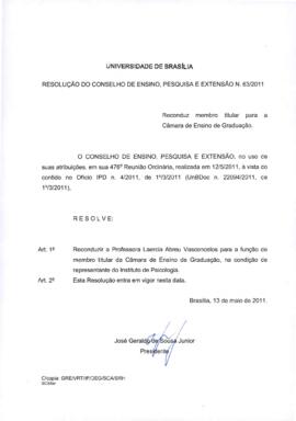 Resolução do Conselho de Ensino, Pesquisa e Extensão nº 0063/2011