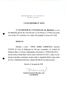 Ato da Reitoria nº 0815/1999