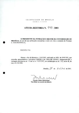 Ato da Reitoria nº 0945/2001