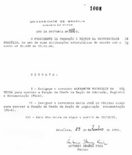 Ato da Reitoria nº 0922/1991