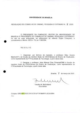 Resolução do Conselho de Ensino, Pesquisa e Extensão nº 0005/2005