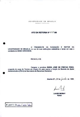 Ato da Reitoria nº 0610/1999