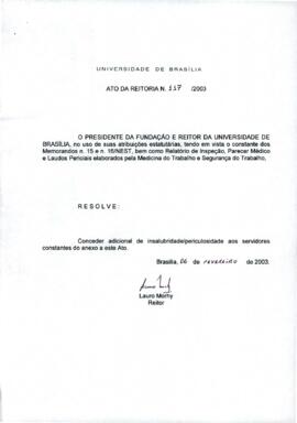 Ato da Reitoria nº 0117/2003