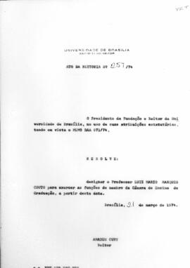 Ato da Reitoria nº 0257/1974