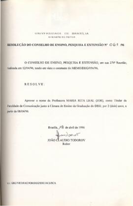 Resolução do Conselho de Ensino, Pesquisa e Extensão nº 0061/1996