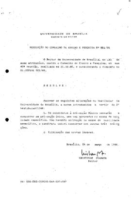 Resolução do Conselho de Ensino, Pesquisa e Extensão Nº 0001/1986