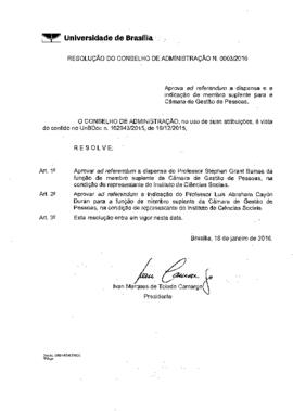 Resolução do Conselho de Administração nº 0003/2016