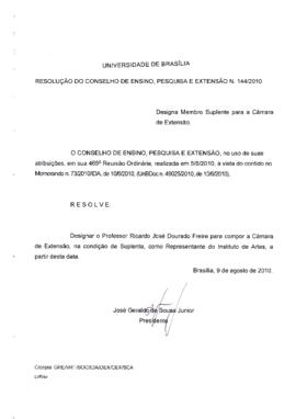 Resolução do Conselho de Ensino, Pesquisa e Extensão nº 0144/2010