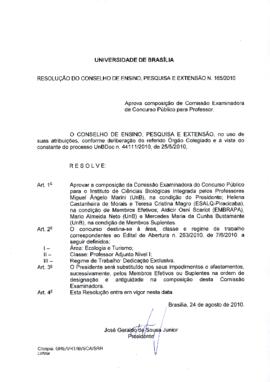 Resolução do Conselho de Ensino, Pesquisa e Extensão nº 0165/2010
