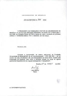 Ato da Reitoria nº 0356/2002