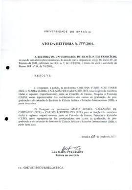 Ato da Reitoria nº 0749/2001