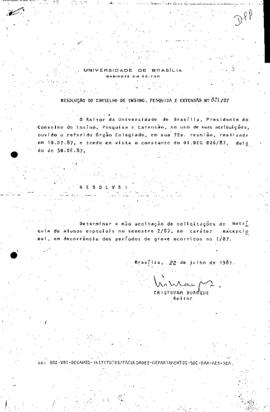 Resolução do Conselho de Ensino, Pesquisa e Extensão nº 0021/1987