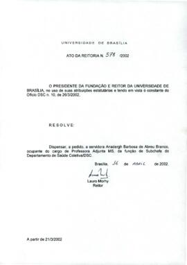 Ato da Reitoria nº 0578/2002