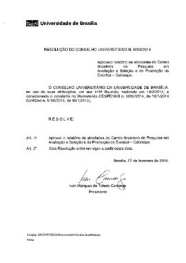 Resolução do Conselho Universitário nº 0003/2014