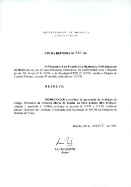 Ato da Reitoria nº 0316/1999