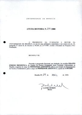 Ato da Reitoria nº 0289/2000