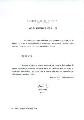 Ato da Reitoria nº 0777/1998