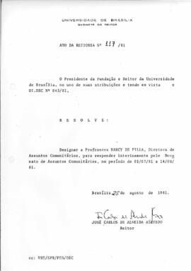 Ato da Reitoria nº 0117/1981