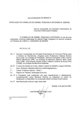 Resolução do Conselho de Ensino, Pesquisa e Extensão nº 0208/2009