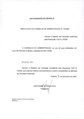 Resolução do Conselho de Administração Nº 0013/2009