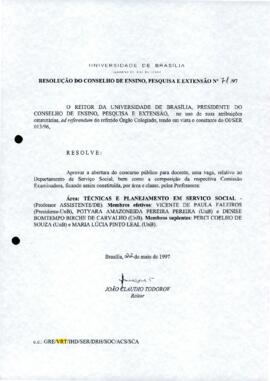 Resolução do Conselho de Ensino, Pesquisa e Extensão nº 0071/1997