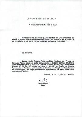 Ato da Reitoria nº 0988/2002