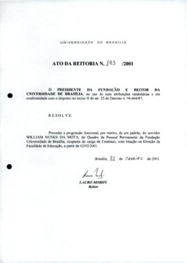 Ato da Reitoria nº 0193/2001