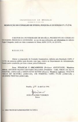 Resolução do Conselho de Ensino, Pesquisa e Extensão nº 0072/1996