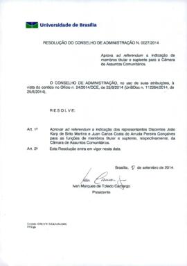 Resolução do Conselho de Administração nº 0027/2014