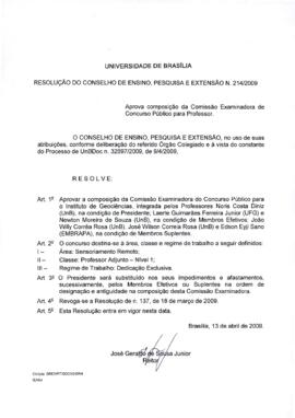 Resolução do Conselho de Ensino, Pesquisa e Extensão nº 0214/2009