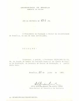 Ato da Reitoria nº 0216/1985