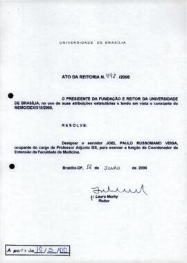 Ato da Reitoria nº 0492/2000