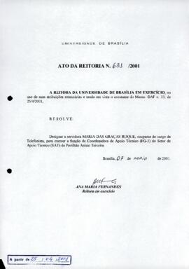 Ato da Reitoria nº 0631/2001