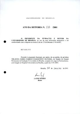 Ato da Reitoria nº 0111/2001