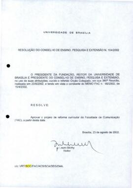 Resolução do Conselho de Ensino, Pesquisa e Extensão nº 0104/2002