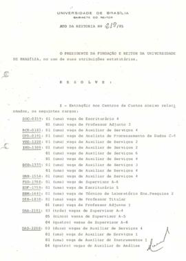 Ato da Reitoria nº 0219/1985