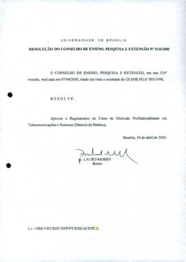 Resolução do Conselho de Ensino, Pesquisa e Extensão nº 0014/2000