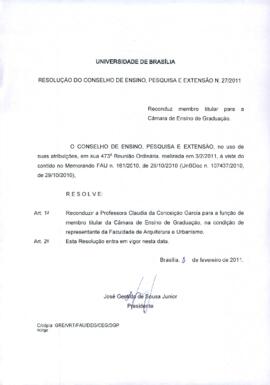 Resolução do Conselho de Ensino, Pesquisa e Extensão nº 0027/2011