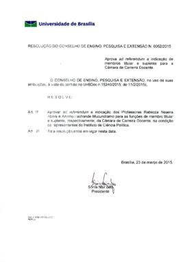 Resolução do Conselho de Ensino, Pesquisa e Extensão nº 0052/2015