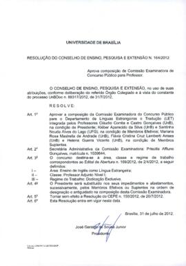 Resolução do Conselho de Ensino, Pesquisa e Extensão nº 0164/2012