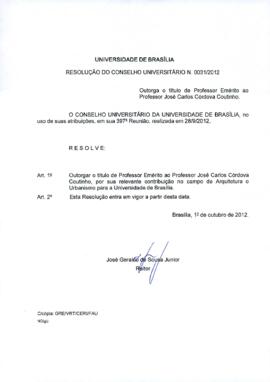 Resolução do Conselho Universitário nº 0031/2012