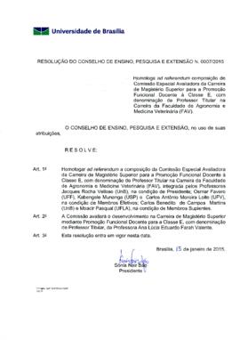 Resolução do Conselho de Ensino, Pesquisa e Extensão nº 0007/2015