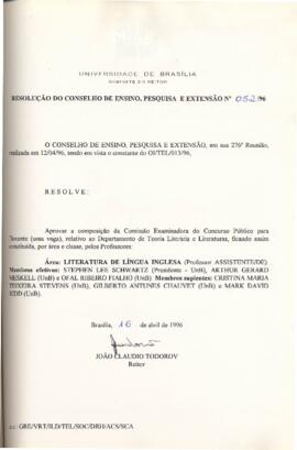 Resolução do Conselho de Ensino, Pesquisa e Extensão nº 0052/1996