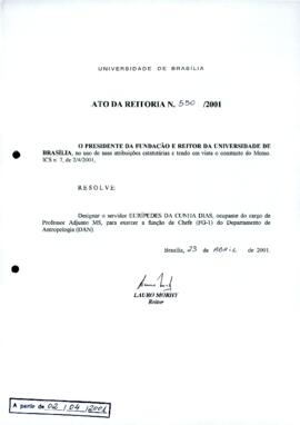 Ato da Reitoria nº 0550/2001