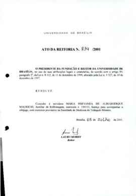 Ato da Reitoria nº 0834/2001