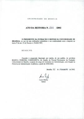 Ato da Reitoria nº 0116/2002