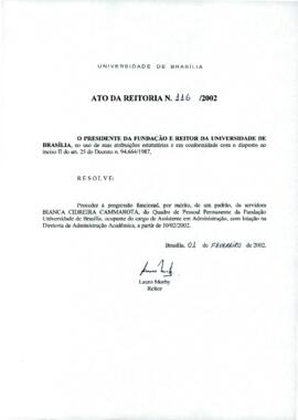 Ato da Reitoria nº 0116/2002